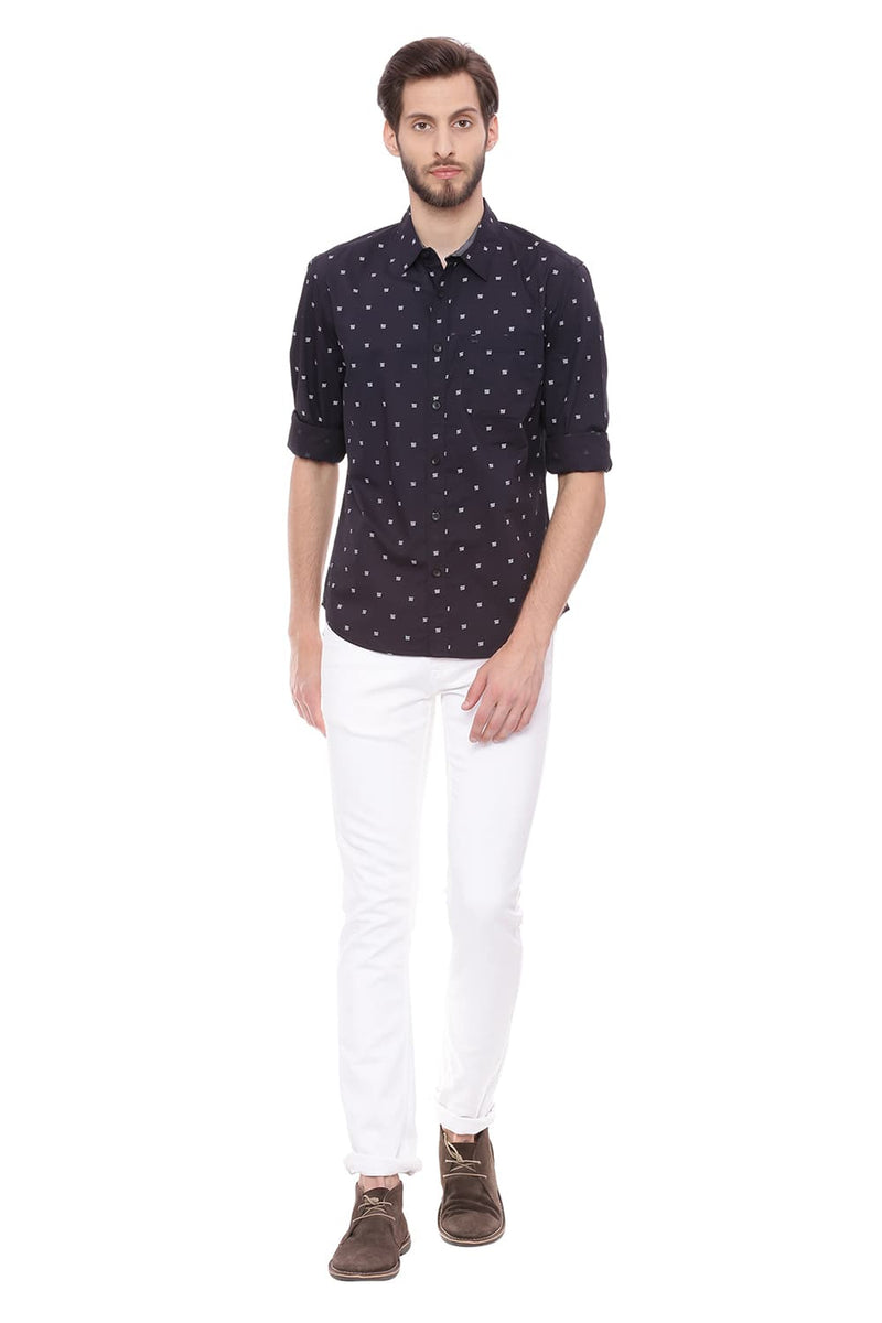 BASICS SLIM FIT PRINTED SHIRT