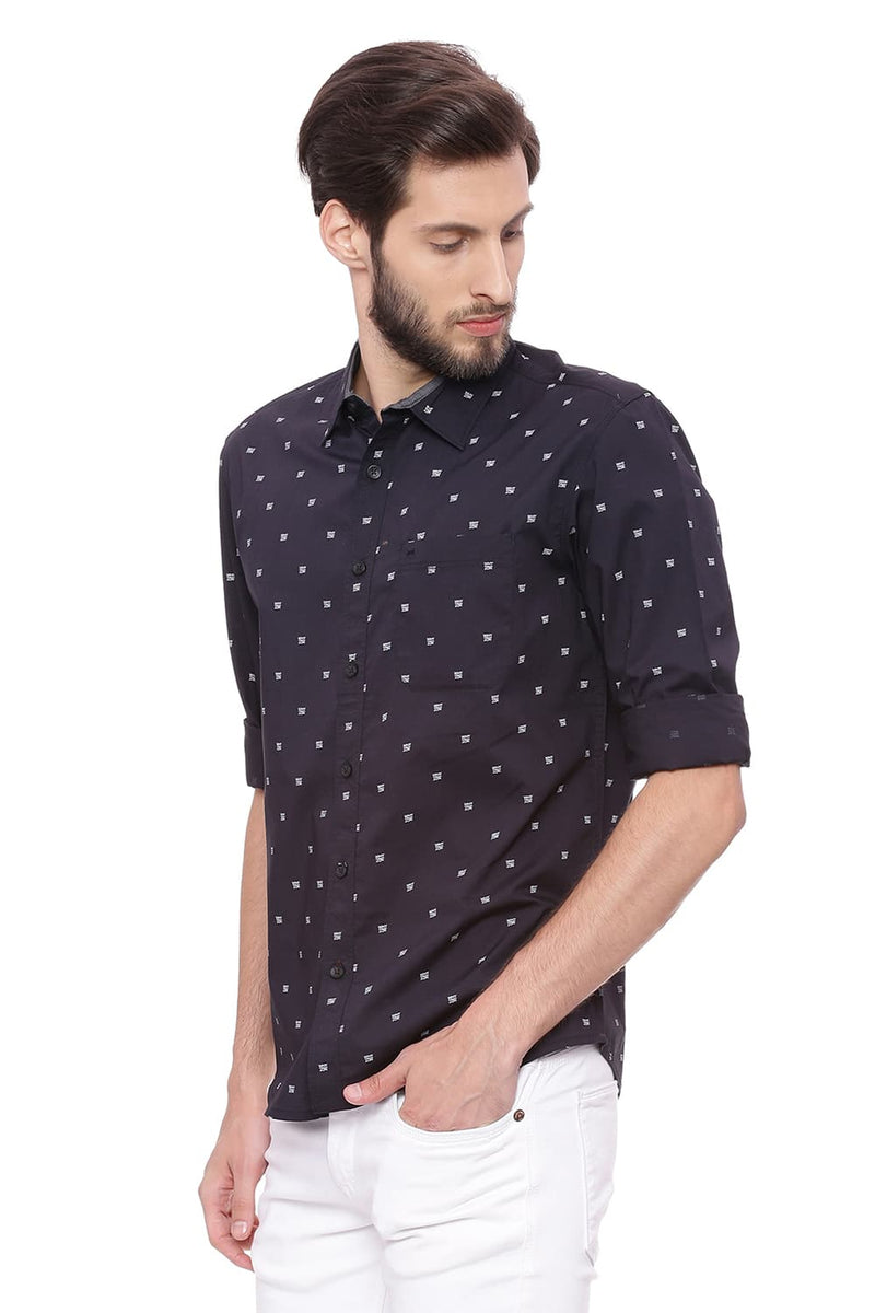 BASICS SLIM FIT PRINTED SHIRT