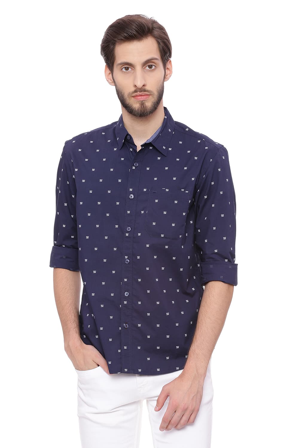 BASICS SLIM FIT PRINTED SHIRT