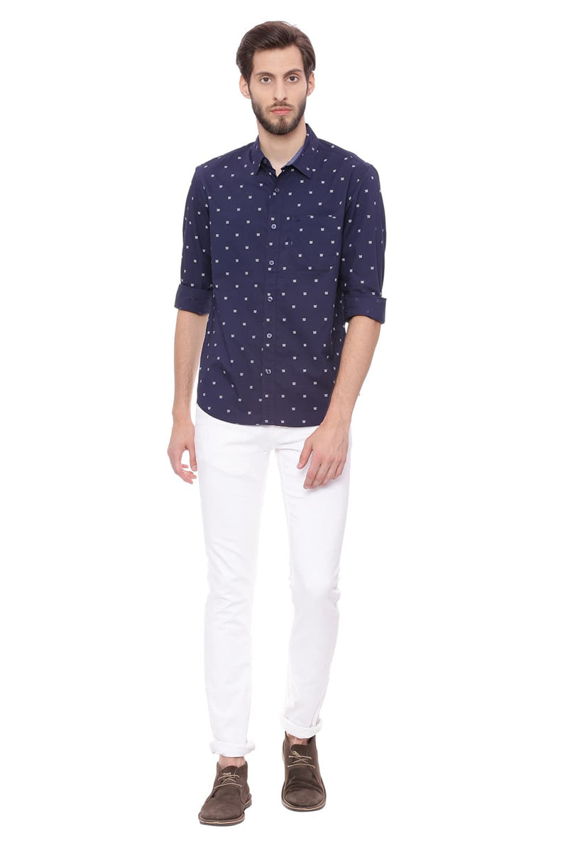 BASICS SLIM FIT PRINTED SHIRT