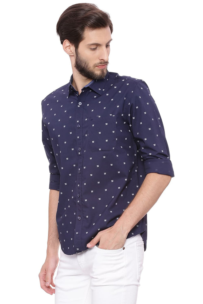 BASICS SLIM FIT PRINTED SHIRT