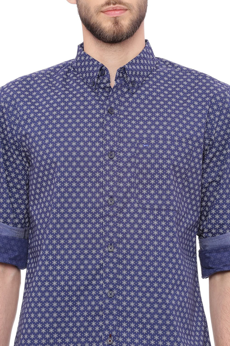 BASICS SLIM FIT PRINTED SHIRT