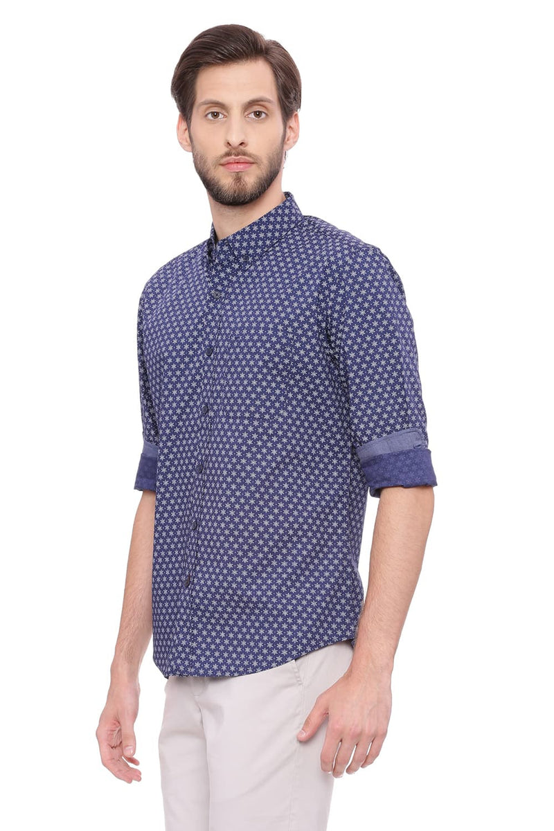 BASICS SLIM FIT PRINTED SHIRT