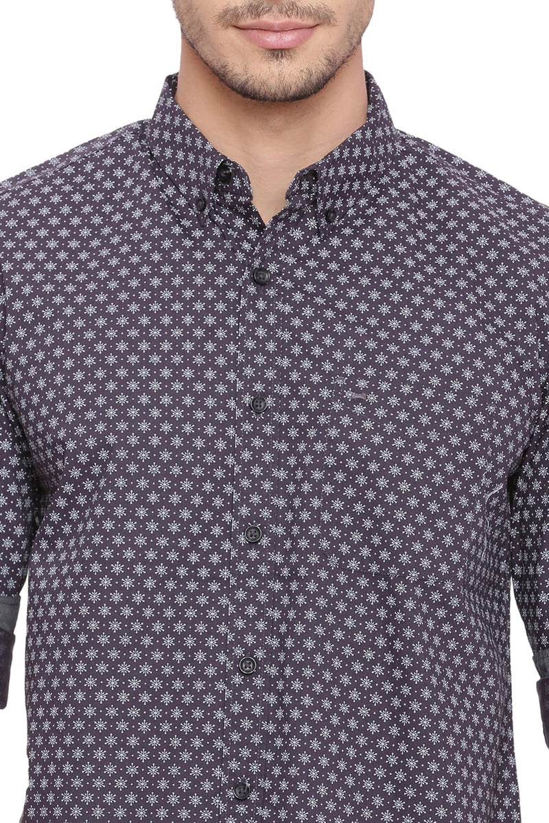 BASICS SLIM FIT PRINTED SHIRT