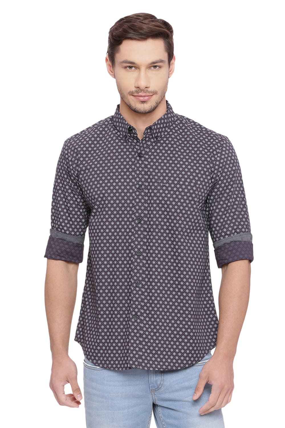 BASICS SLIM FIT PRINTED SHIRT