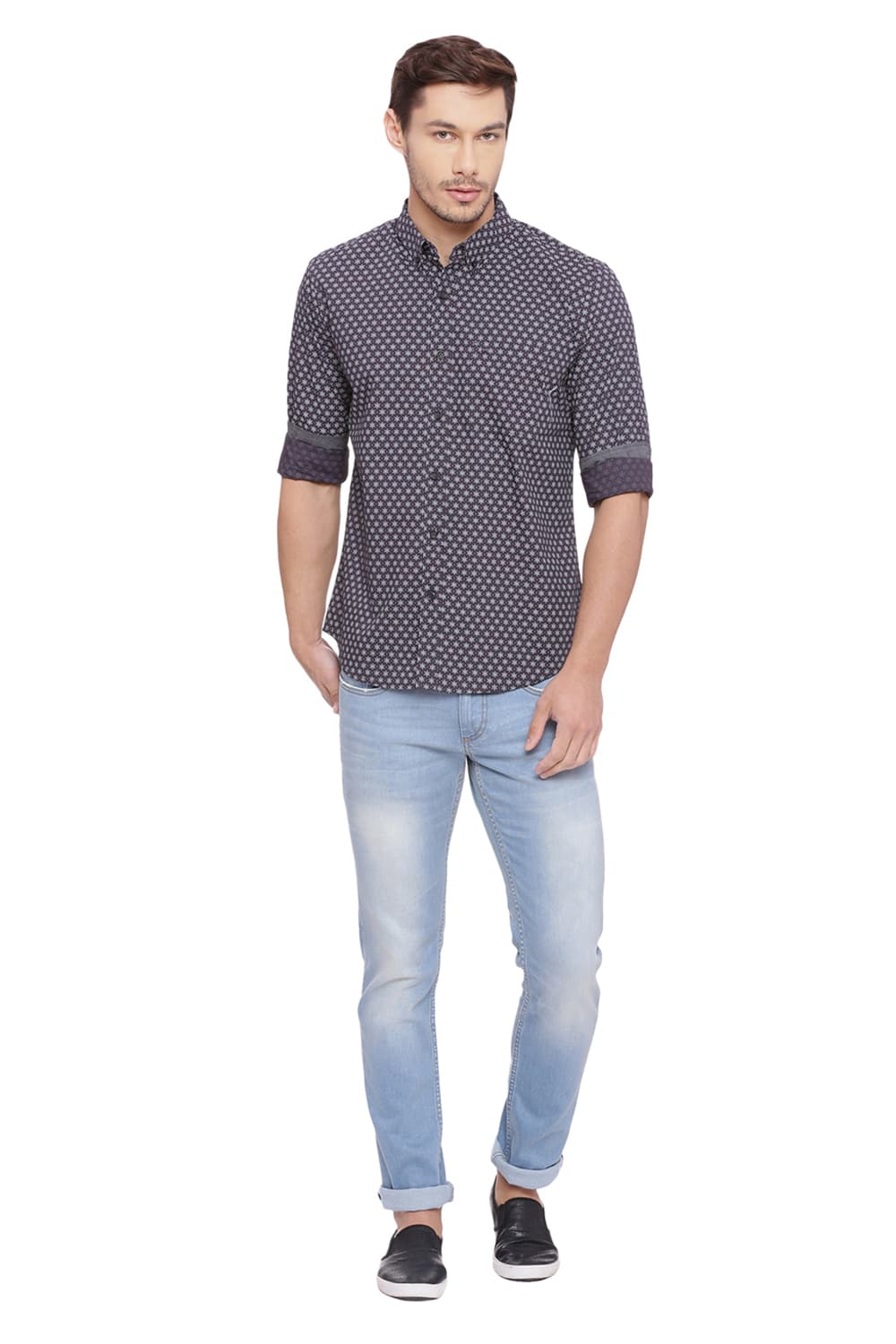 BASICS SLIM FIT PRINTED SHIRT