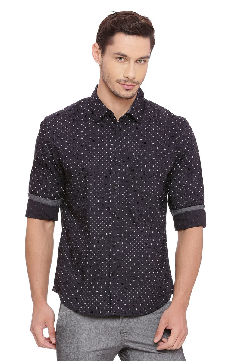 BASICS SLIM FIT PRINTED SHIRT