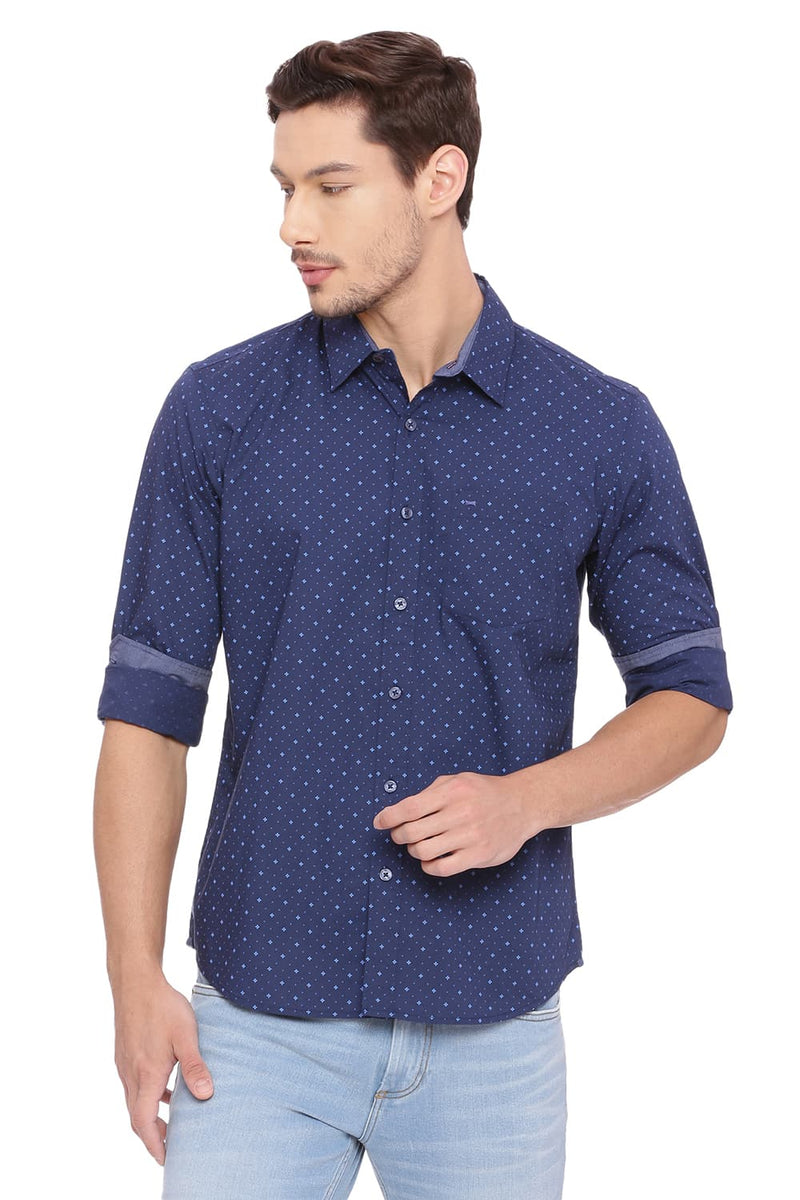 BASICS SLIM FIT PRINTED SHIRT