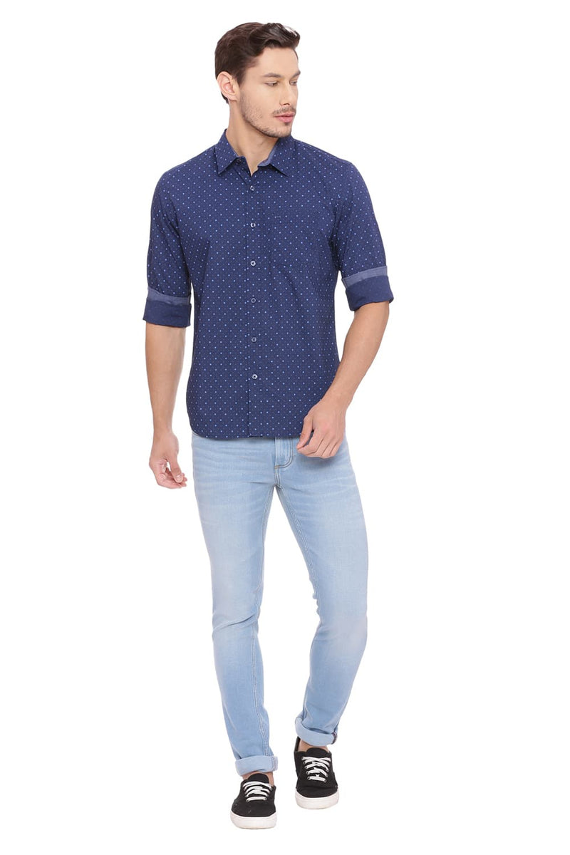 BASICS SLIM FIT PRINTED SHIRT