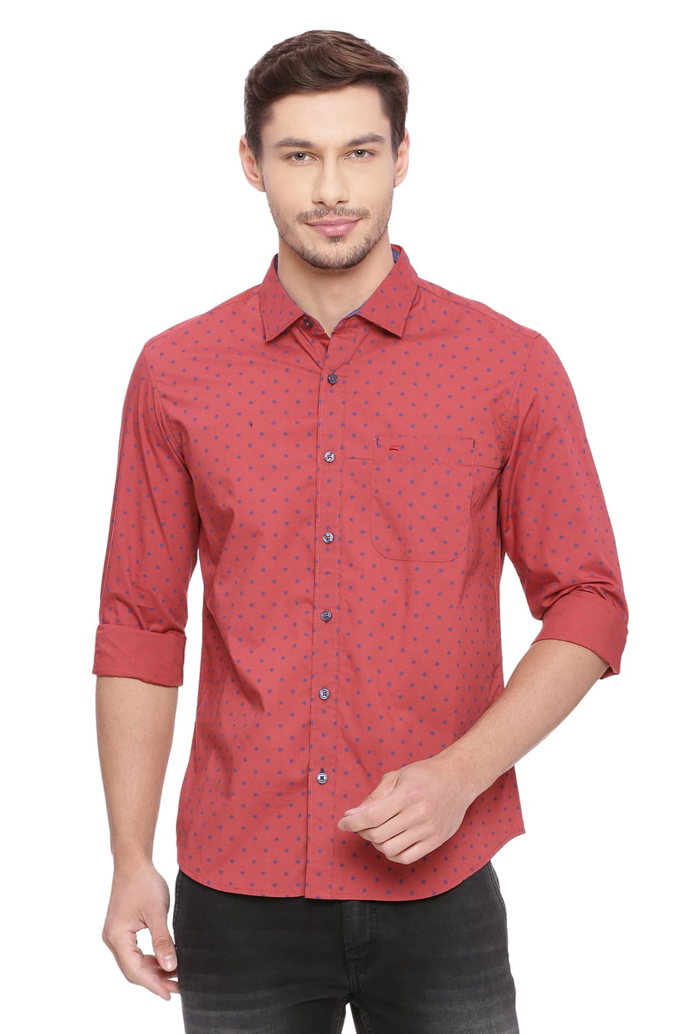 BASICS SLIM FIT PRINTED SHIRT