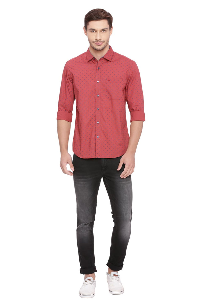 BASICS SLIM FIT PRINTED SHIRT