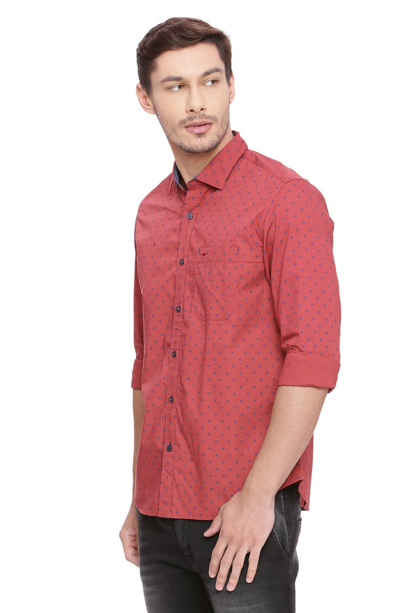 BASICS SLIM FIT PRINTED SHIRT