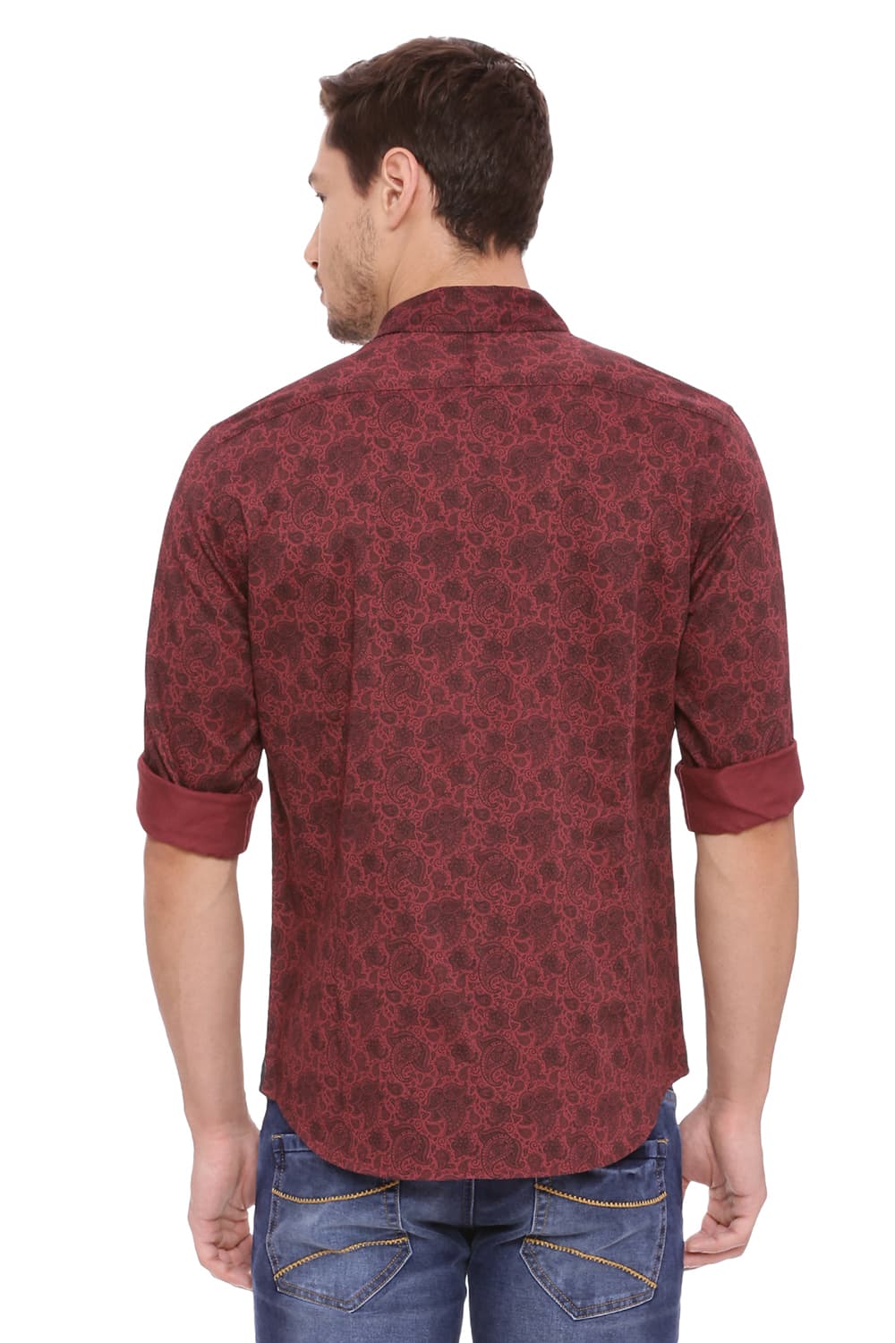 BASICS SLIM FIT TWILL PRINTED SHIRT