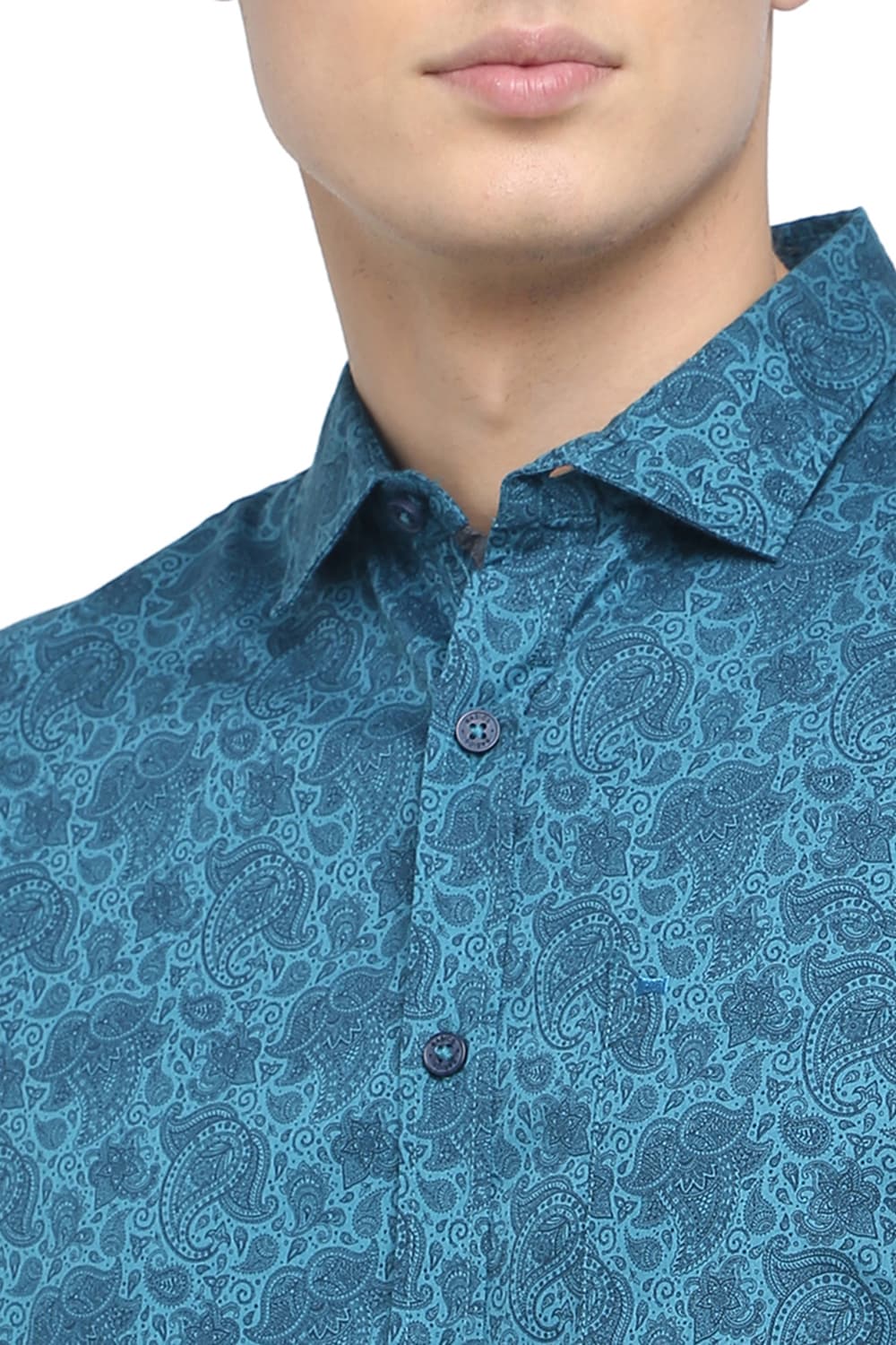 BASICS SLIM FIT TWILL PRINTED SHIRT