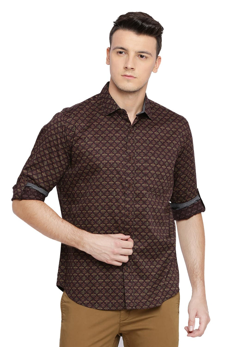 BASICS SLIM FIT PRINTED SHIRT