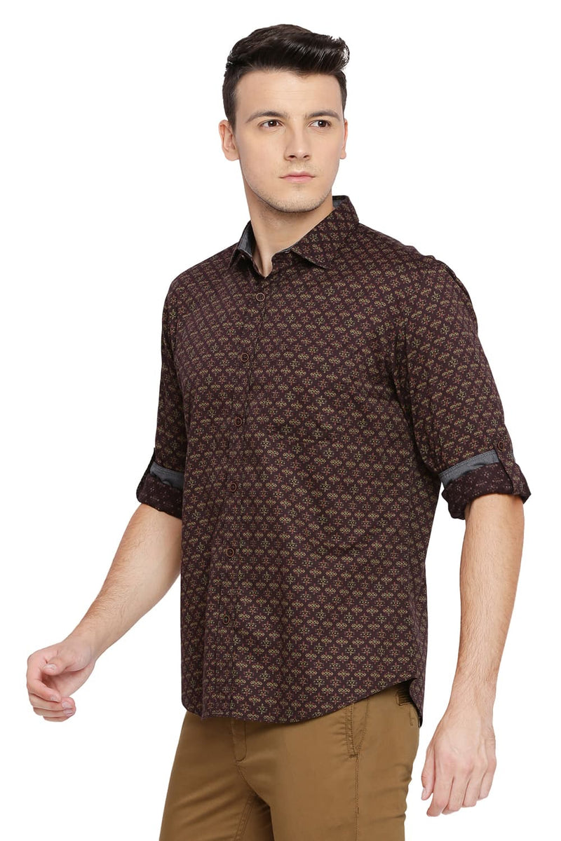 BASICS SLIM FIT PRINTED SHIRT