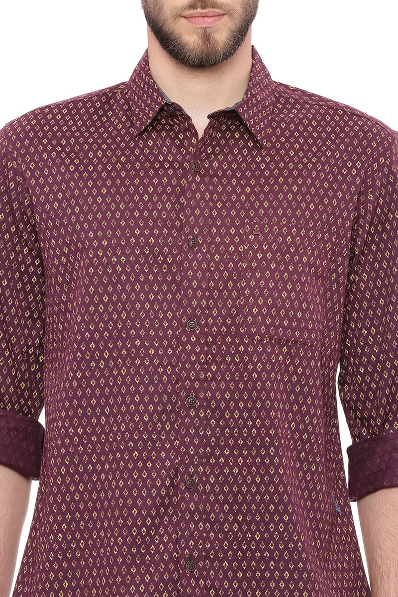 BASICS SLIM FIT PRINTED SHIRT