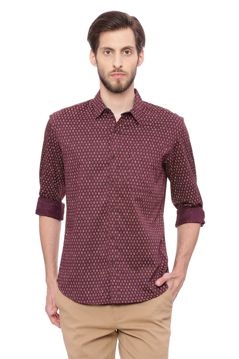 BASICS SLIM FIT PRINTED SHIRT