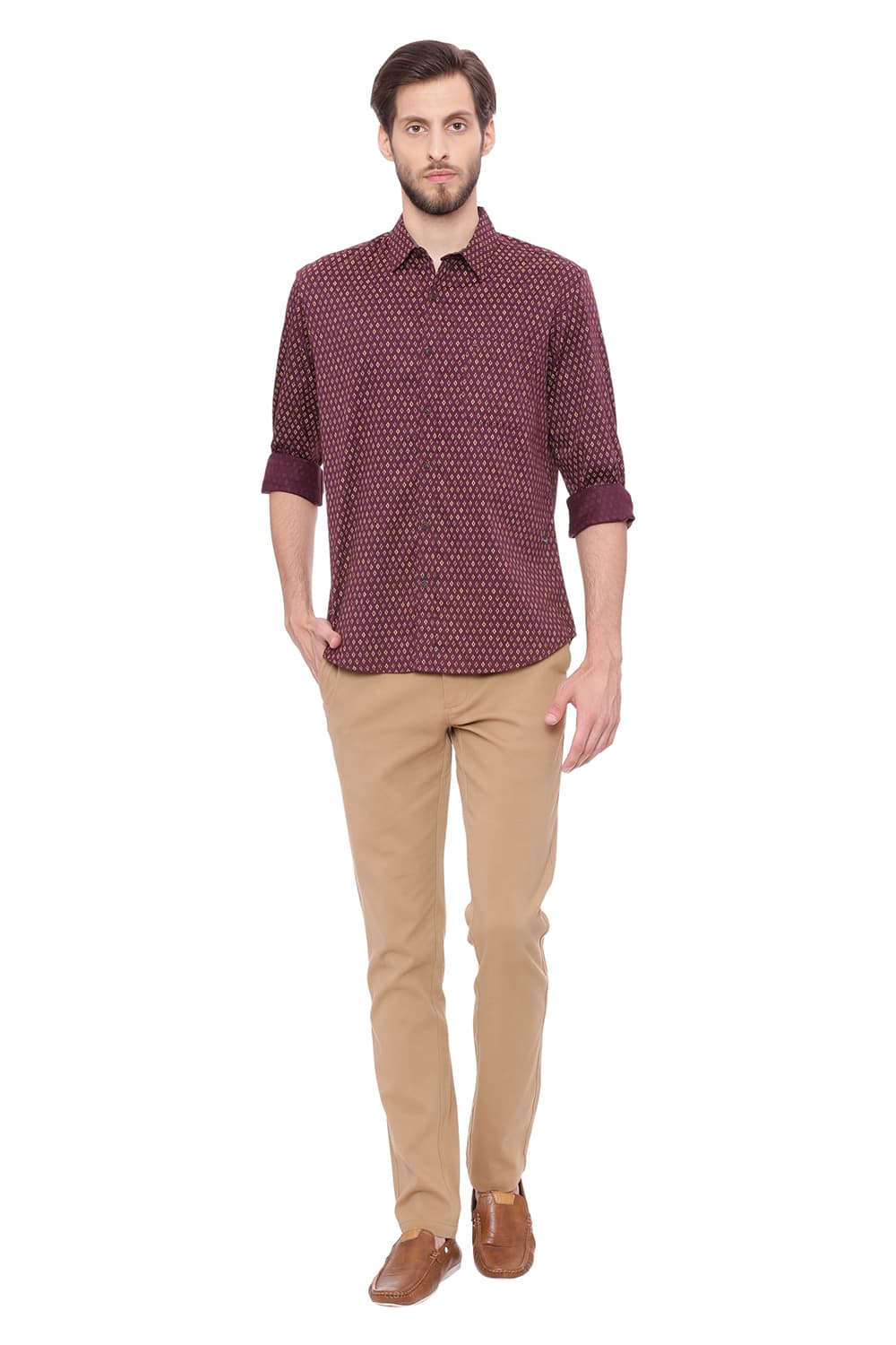 BASICS SLIM FIT PRINTED SHIRT