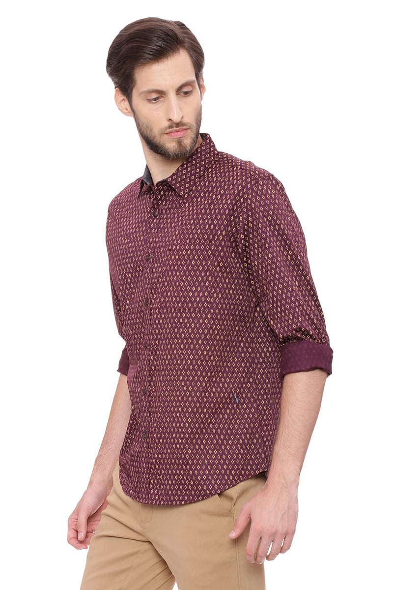 BASICS SLIM FIT PRINTED SHIRT