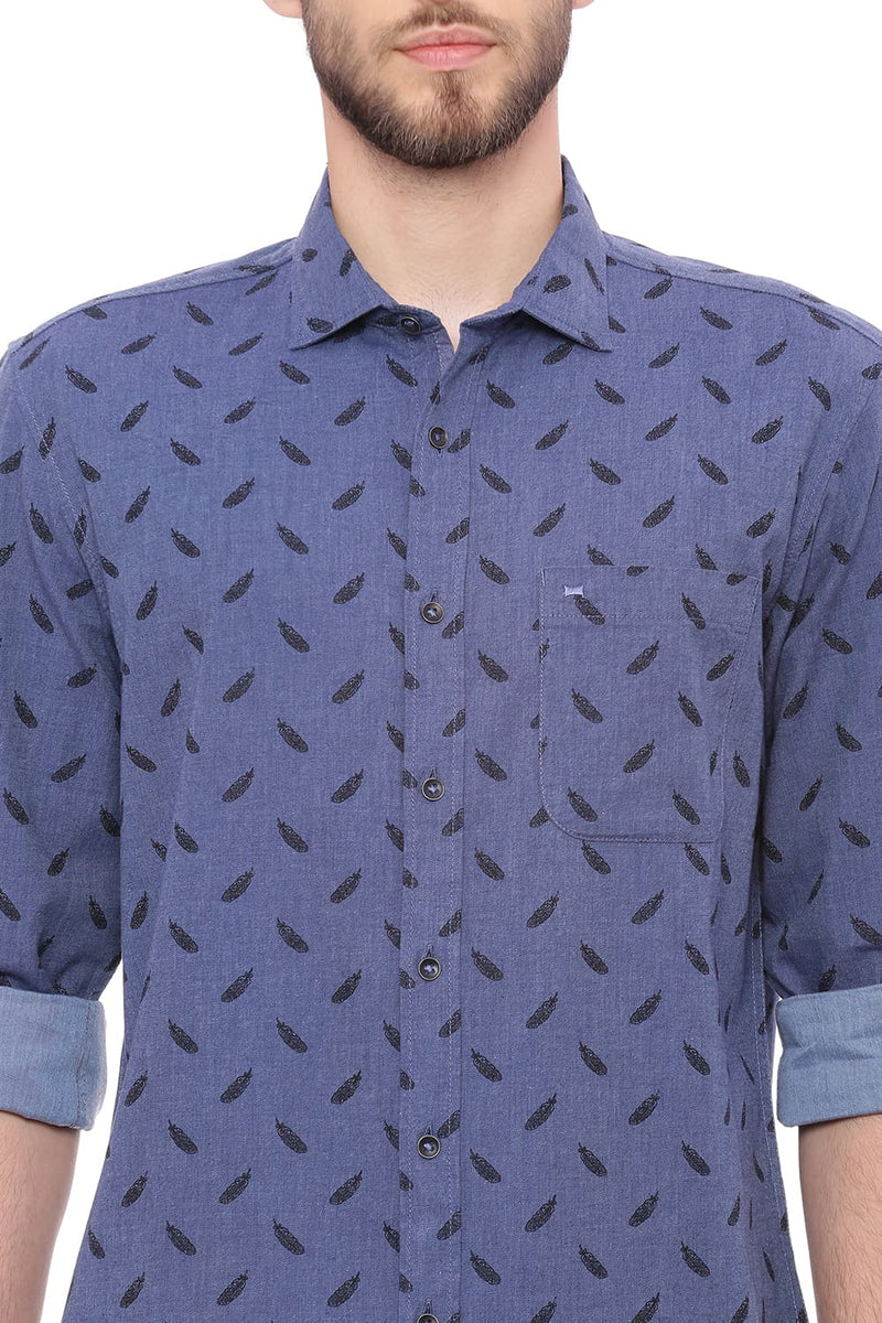 BASICS SLIM FIT PRINTED SHIRT