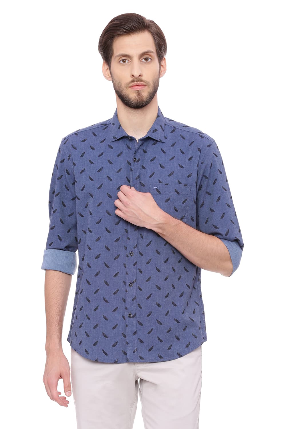 BASICS SLIM FIT PRINTED SHIRT