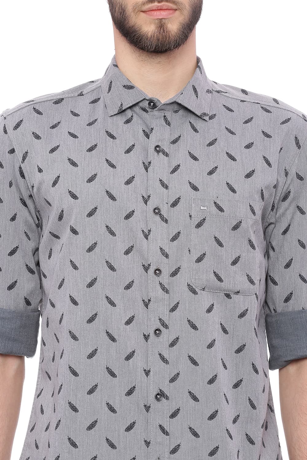 BASICS SLIM FIT PRINTED SHIRT