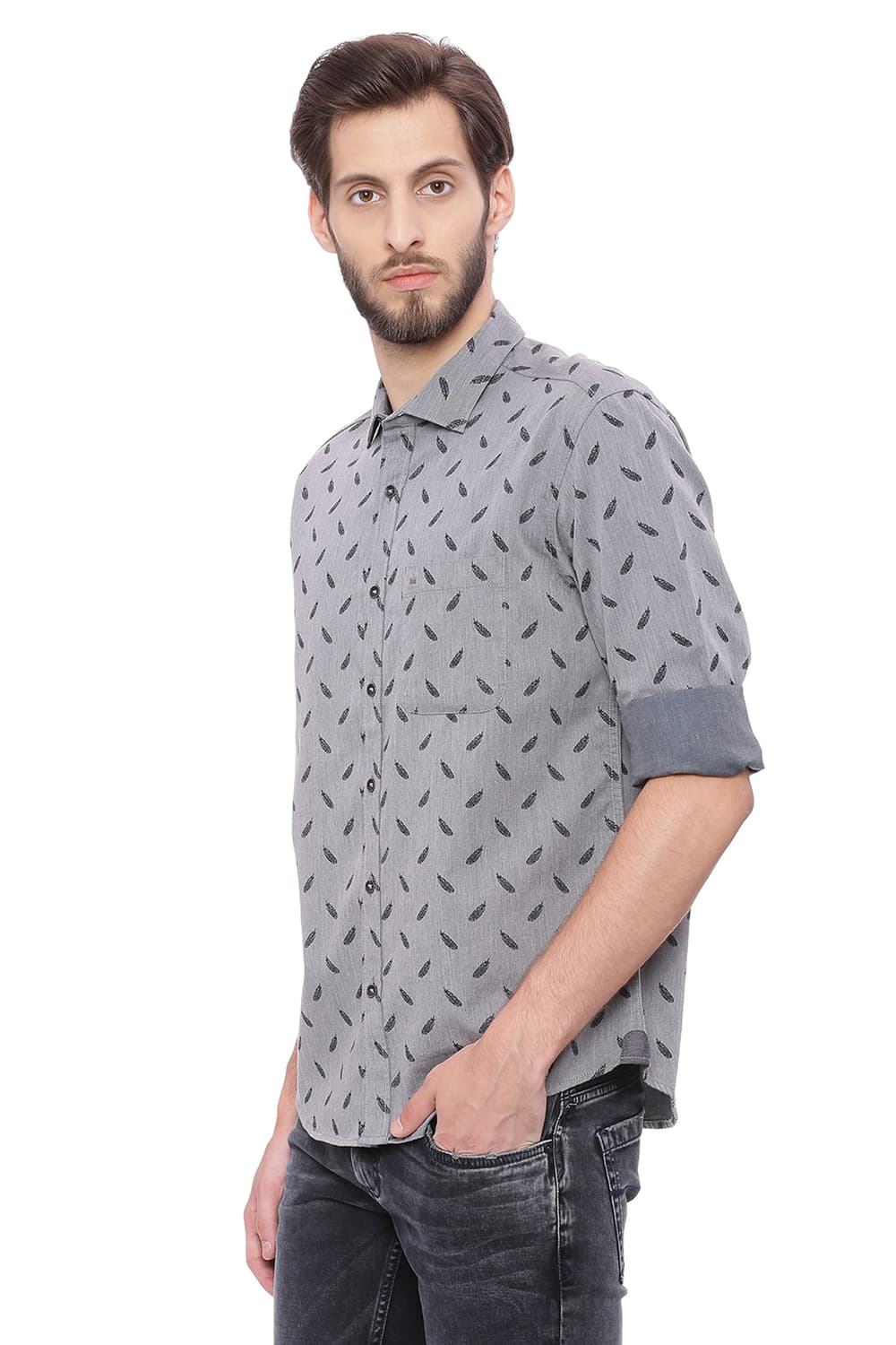 BASICS SLIM FIT PRINTED SHIRT