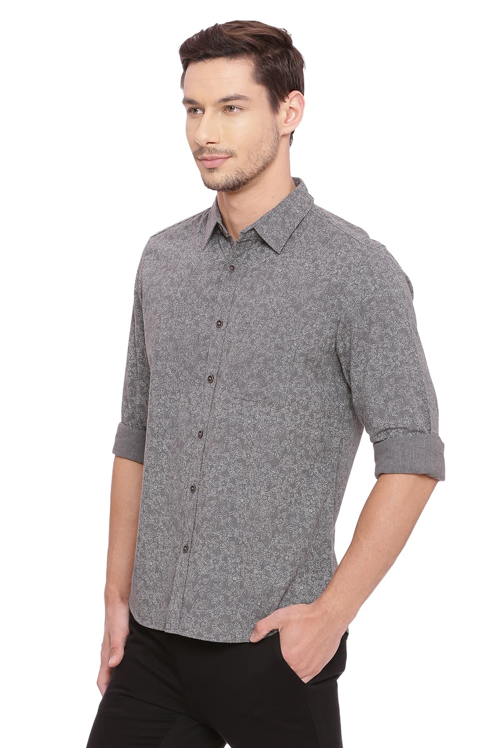 BASICS SLIM FIT PRINTED SHIRT