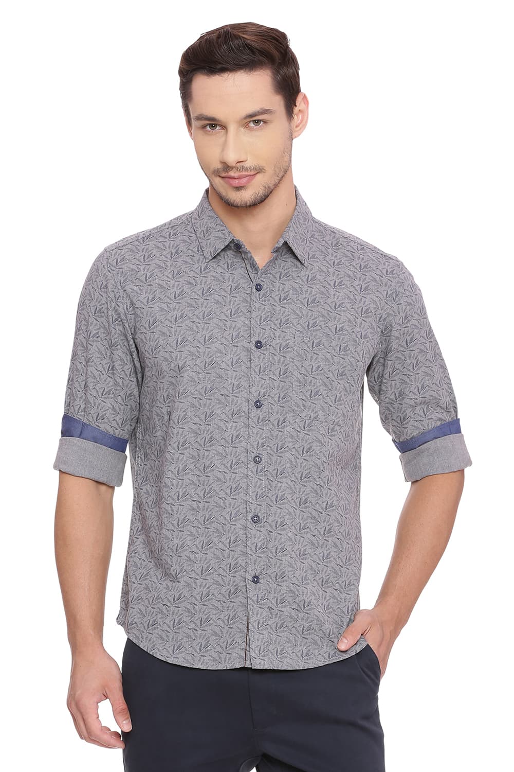 BASICS SLIM FIT PRINTED SHIRT