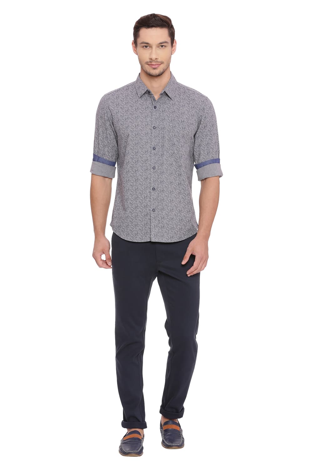 BASICS SLIM FIT PRINTED SHIRT