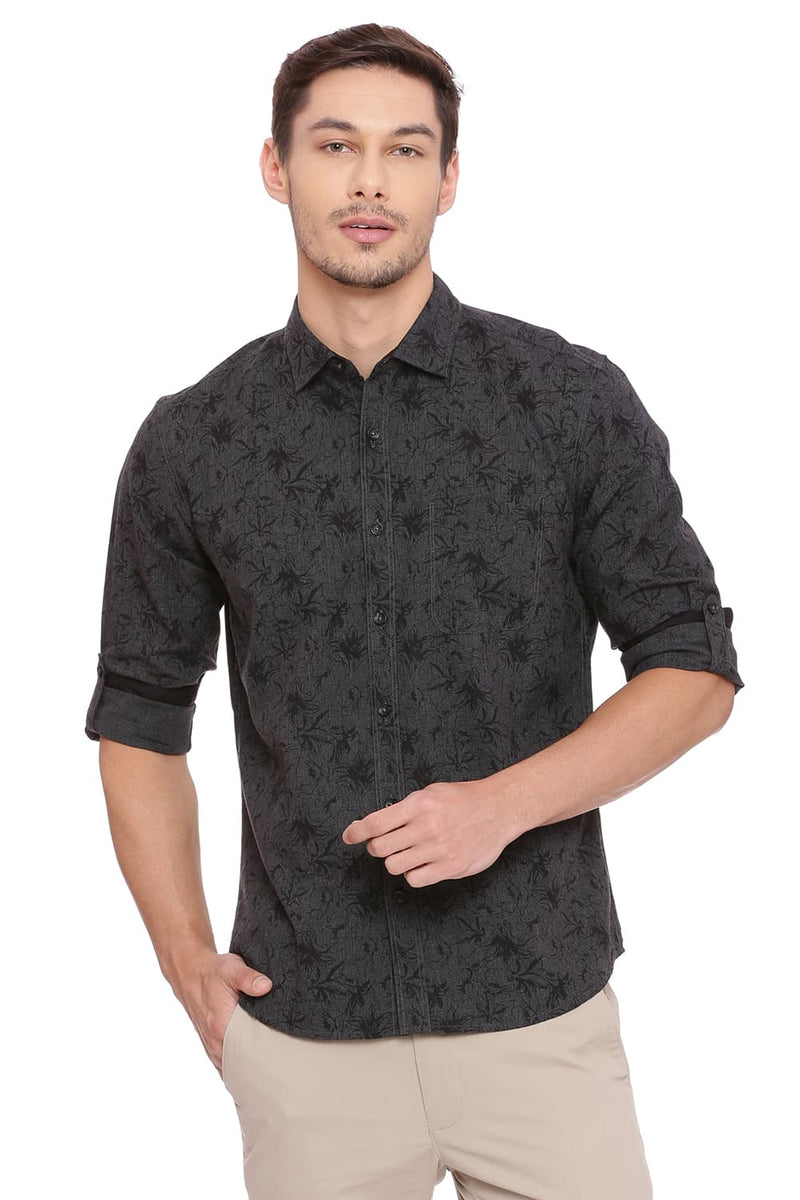 BASICS SLIM FIT PRINTED SHIRT