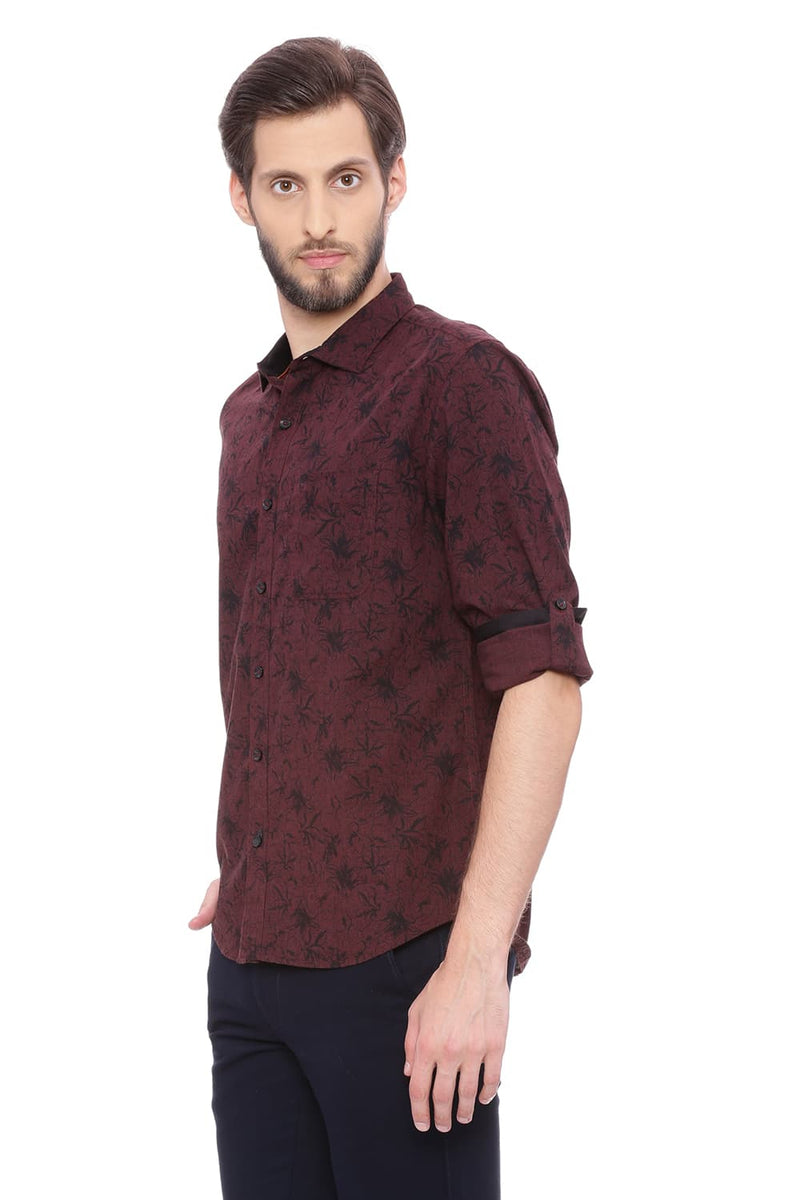 BASICS SLIM FIT PRINTED SHIRT