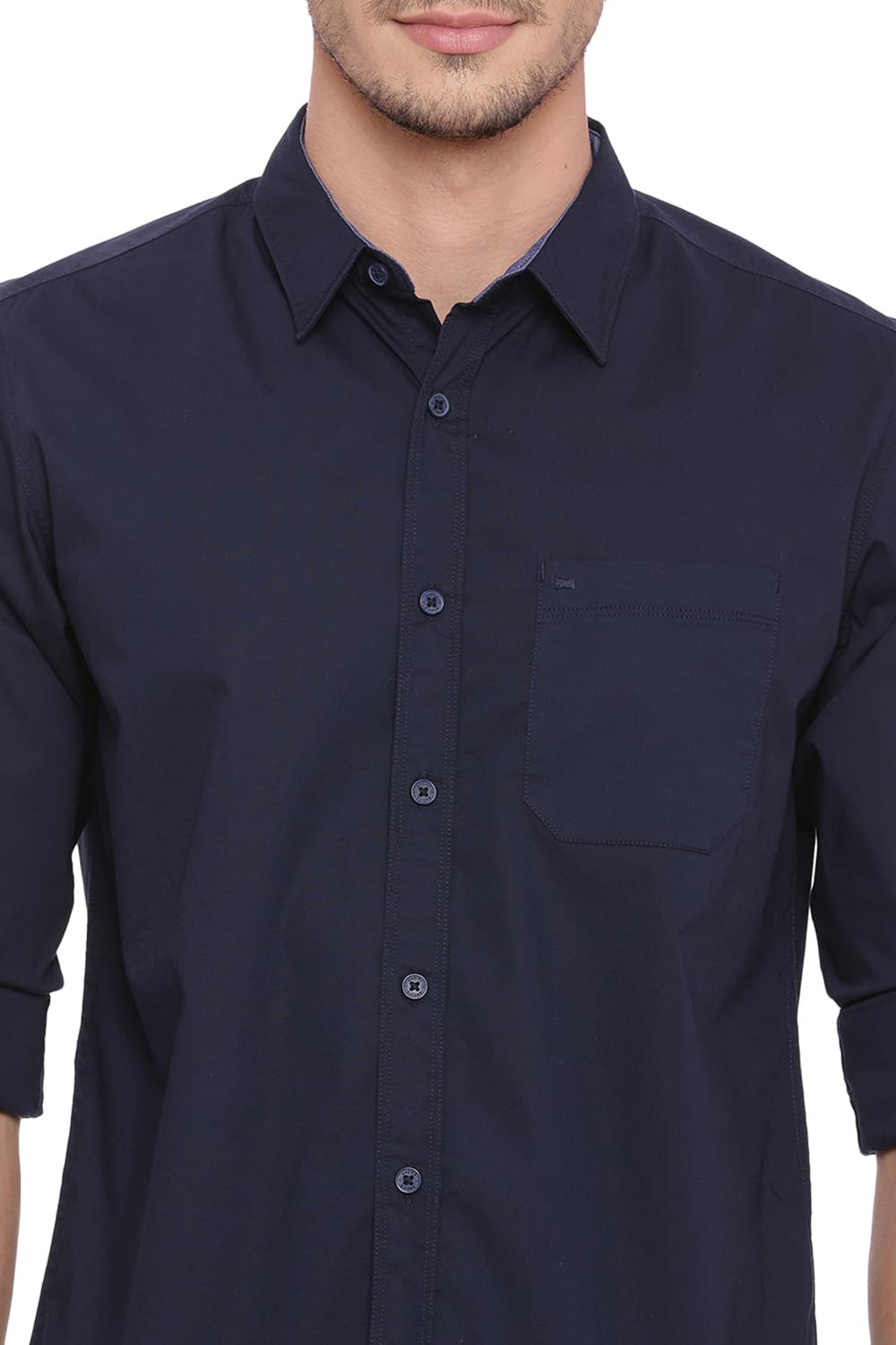 BASICS SLIM FIT POPLIN STRETCH SHIRT