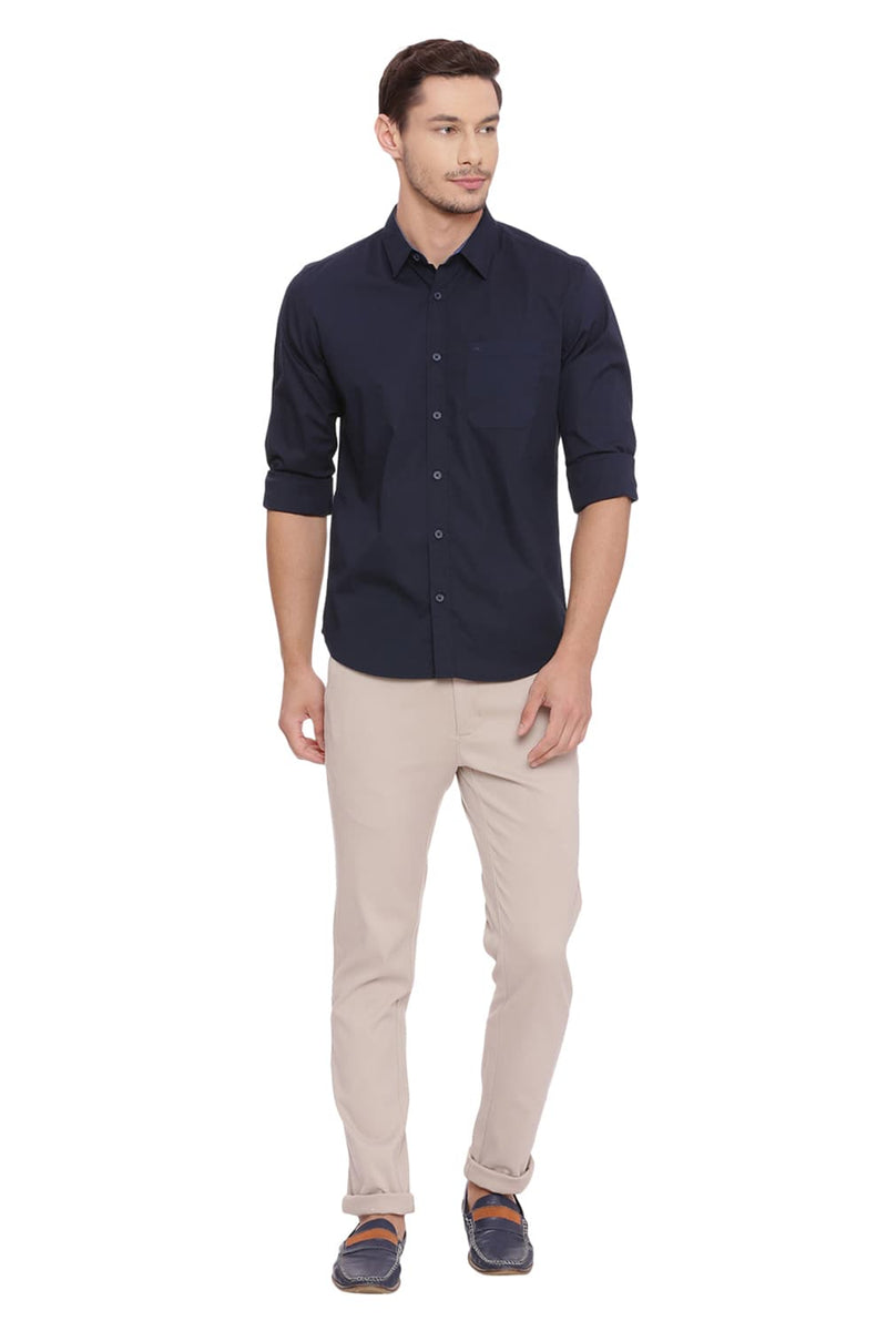 BASICS SLIM FIT POPLIN STRETCH SHIRT