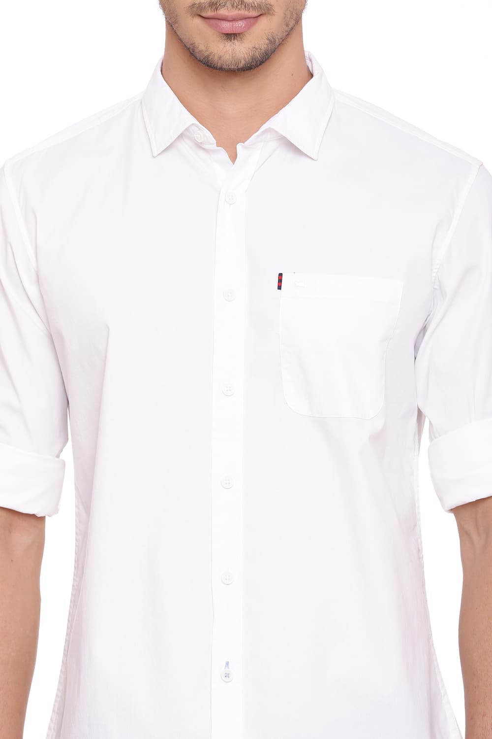 BASICS SLIM FIT POPLIN STRETCH SHIRT