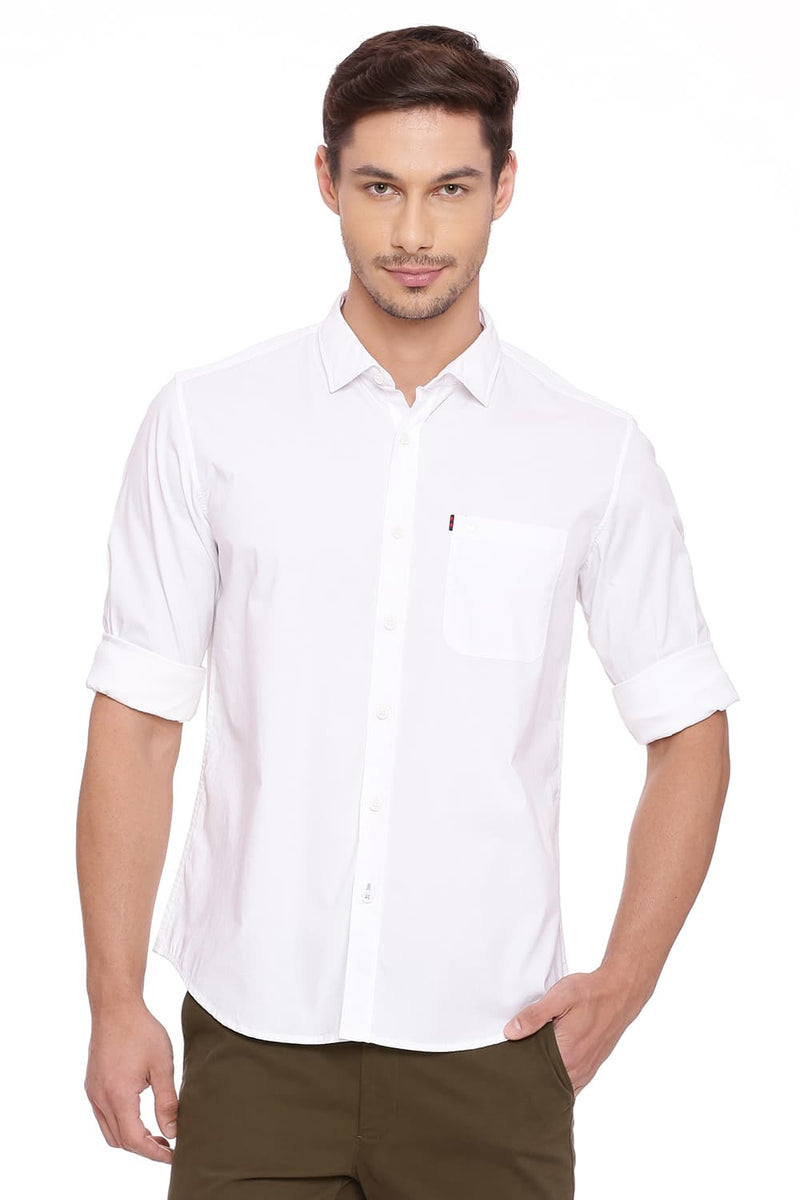 BASICS SLIM FIT POPLIN STRETCH SHIRT