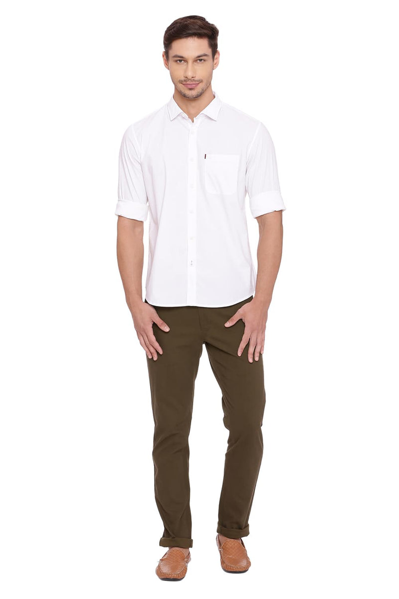 BASICS SLIM FIT POPLIN STRETCH SHIRT