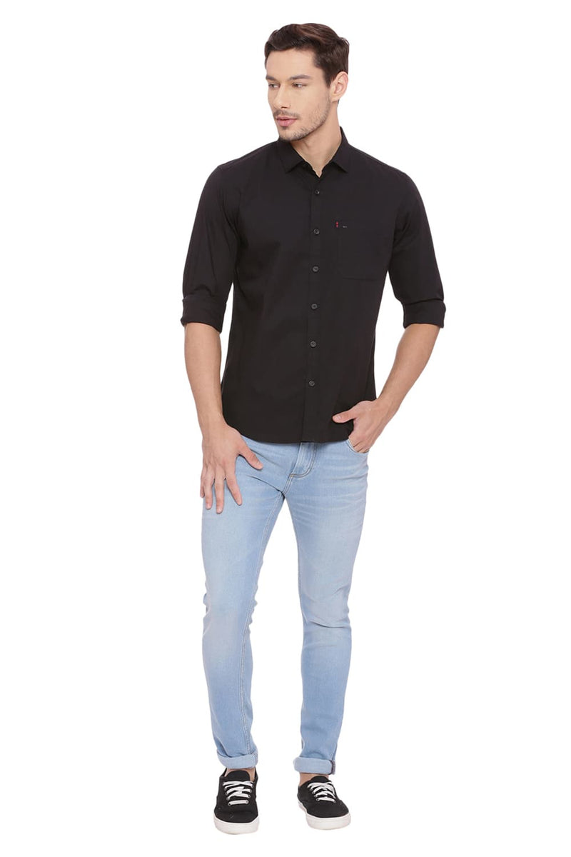 BASICS SLIM FIT POPLIN STRETCH SHIRT