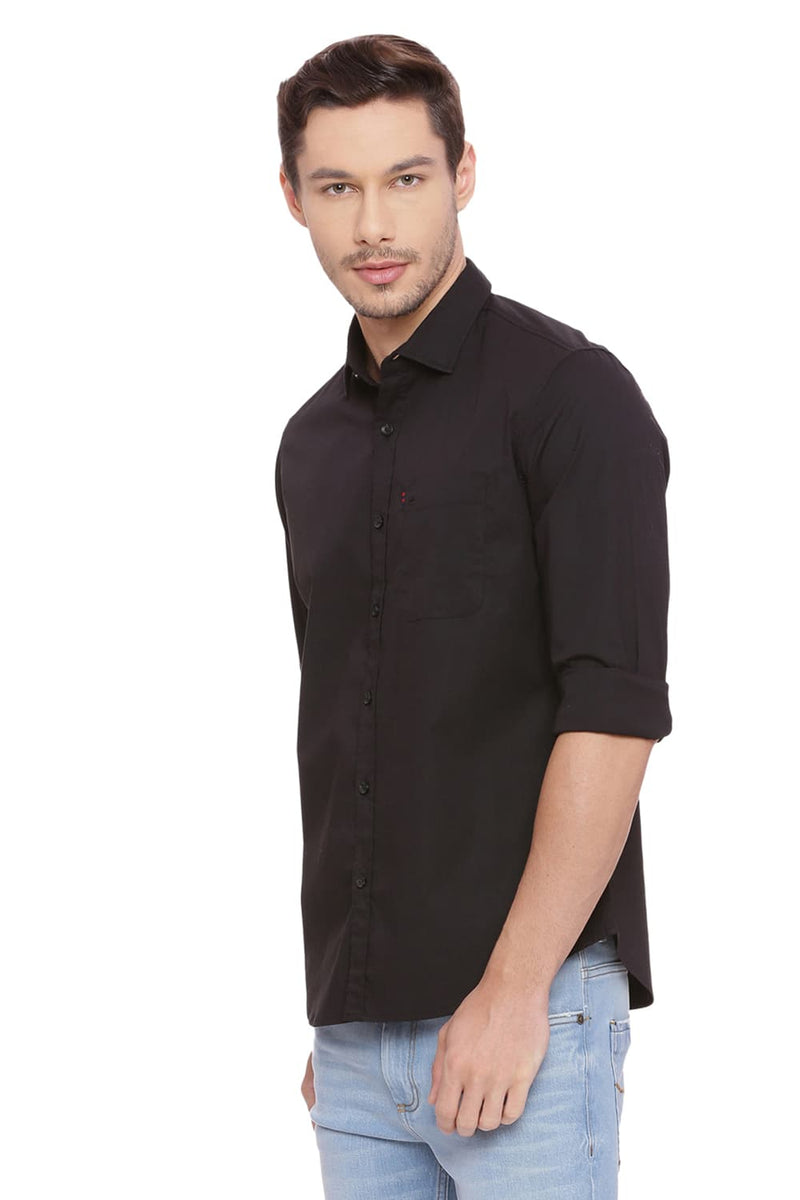 BASICS SLIM FIT POPLIN STRETCH SHIRT