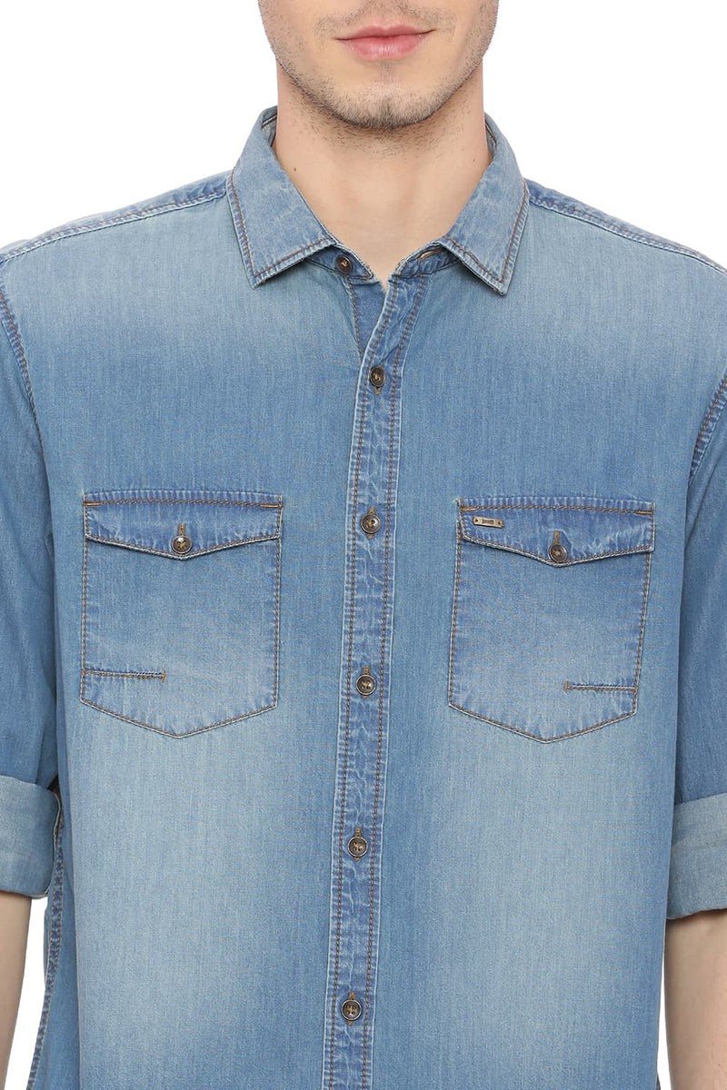 BASICS SLIM FIT DENIM SHIRT