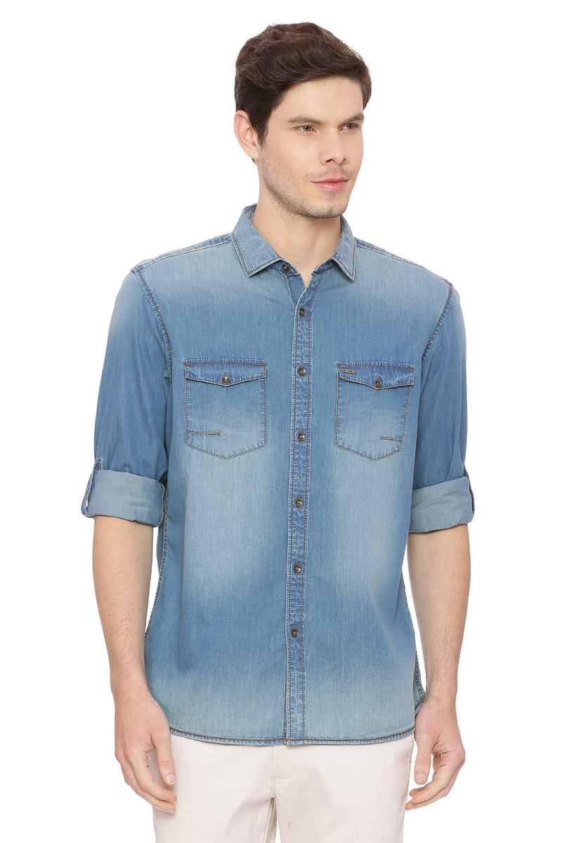 BASICS SLIM FIT DENIM SHIRT