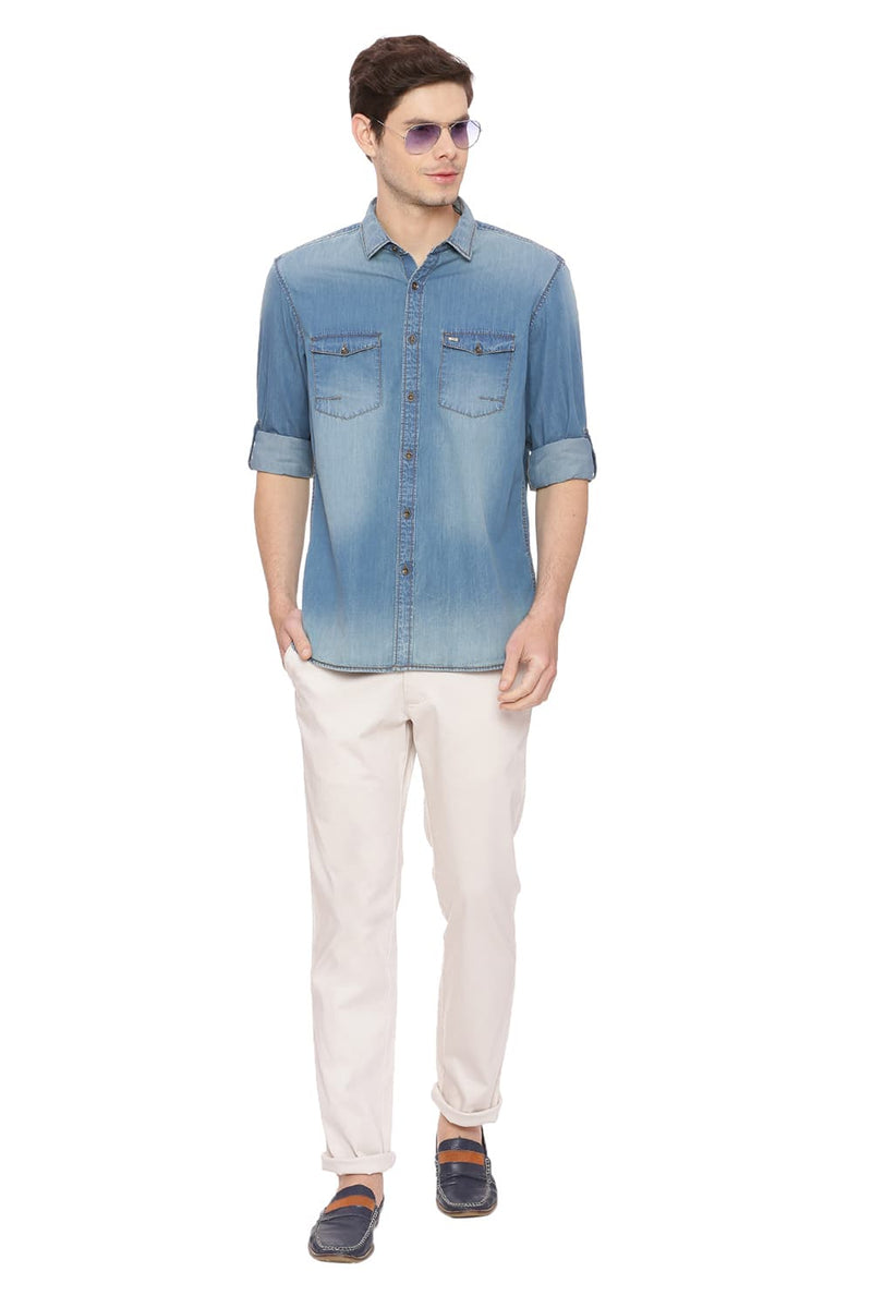 BASICS SLIM FIT DENIM SHIRT