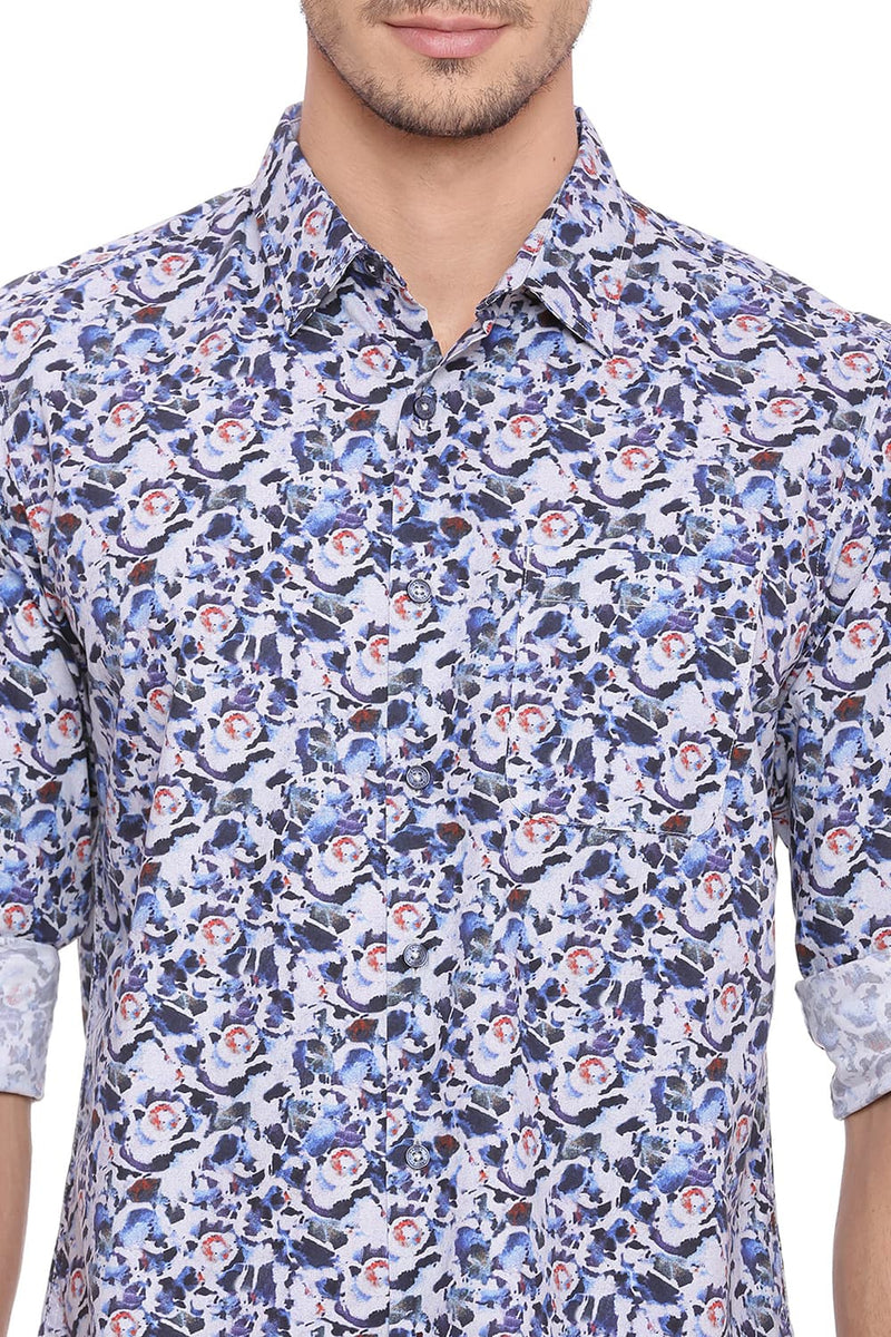 BASICS SLIM FIT DIGITAL PRINTED SHIRT