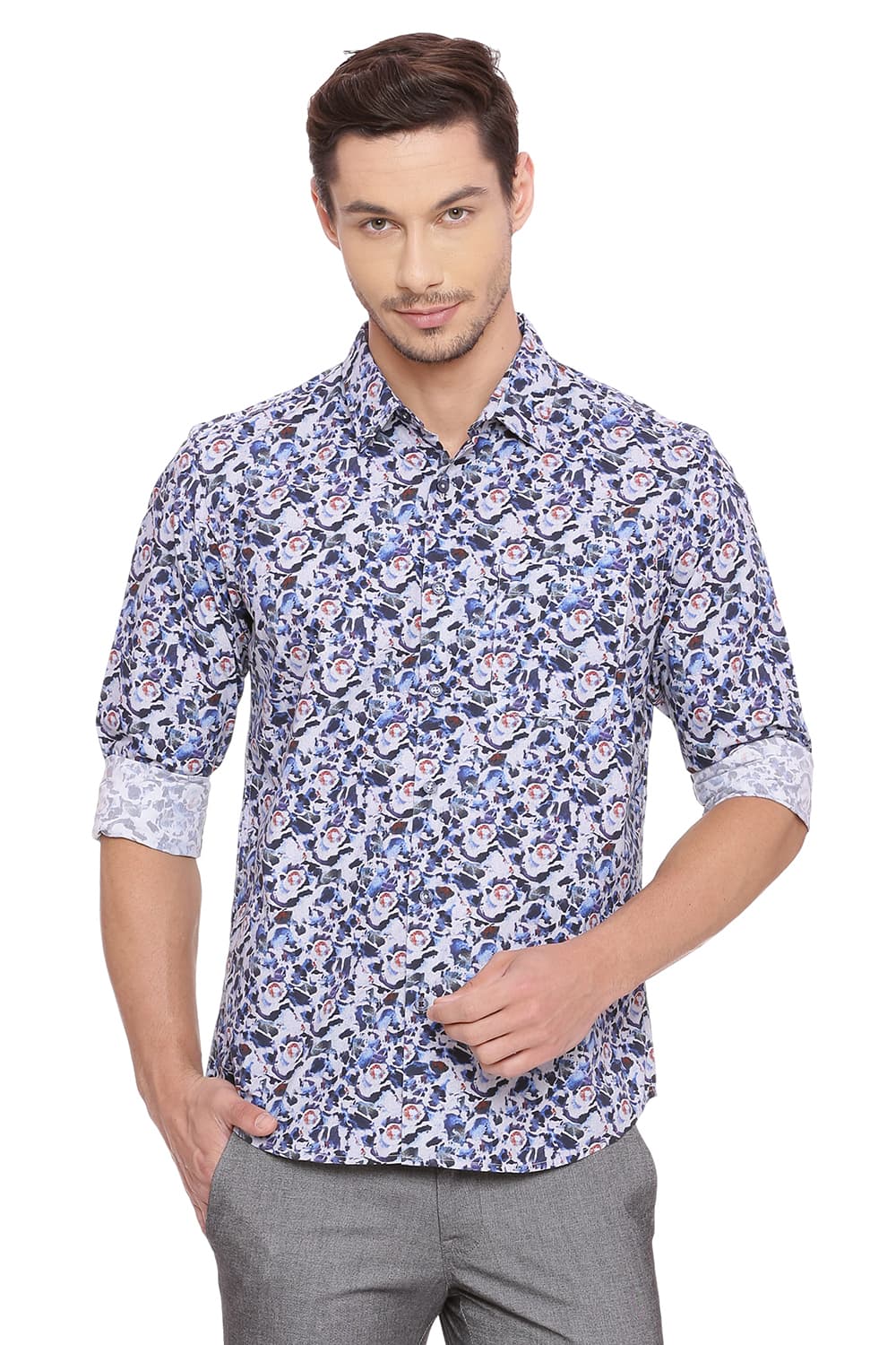 BASICS SLIM FIT DIGITAL PRINTED SHIRT