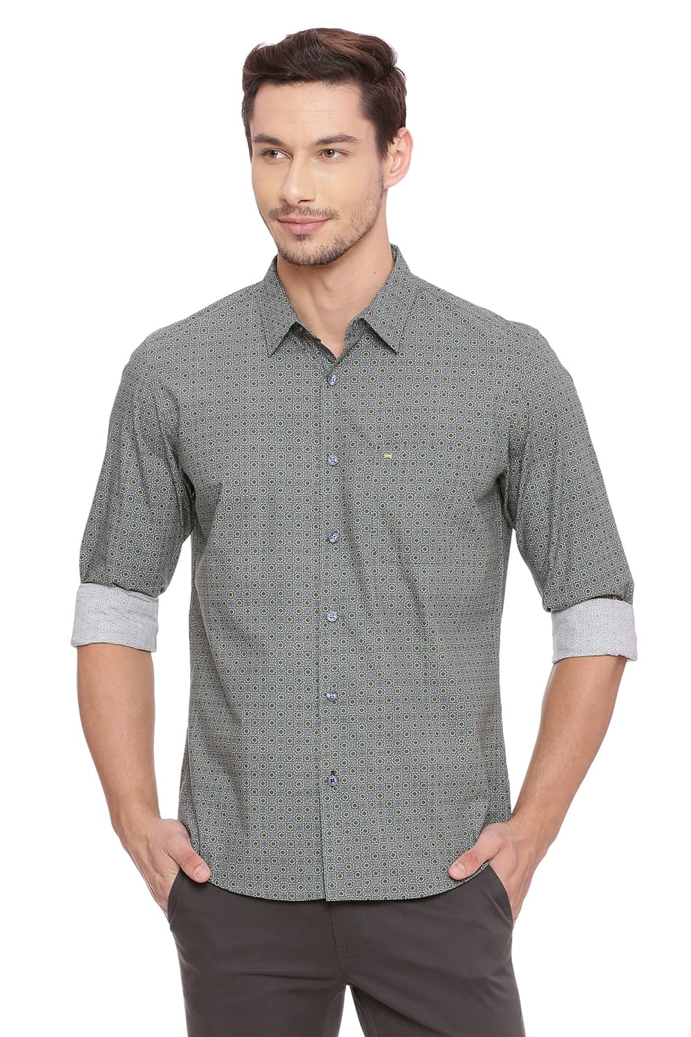 BASICS SLIM FIT DIGITAL PRINTED SHIRT