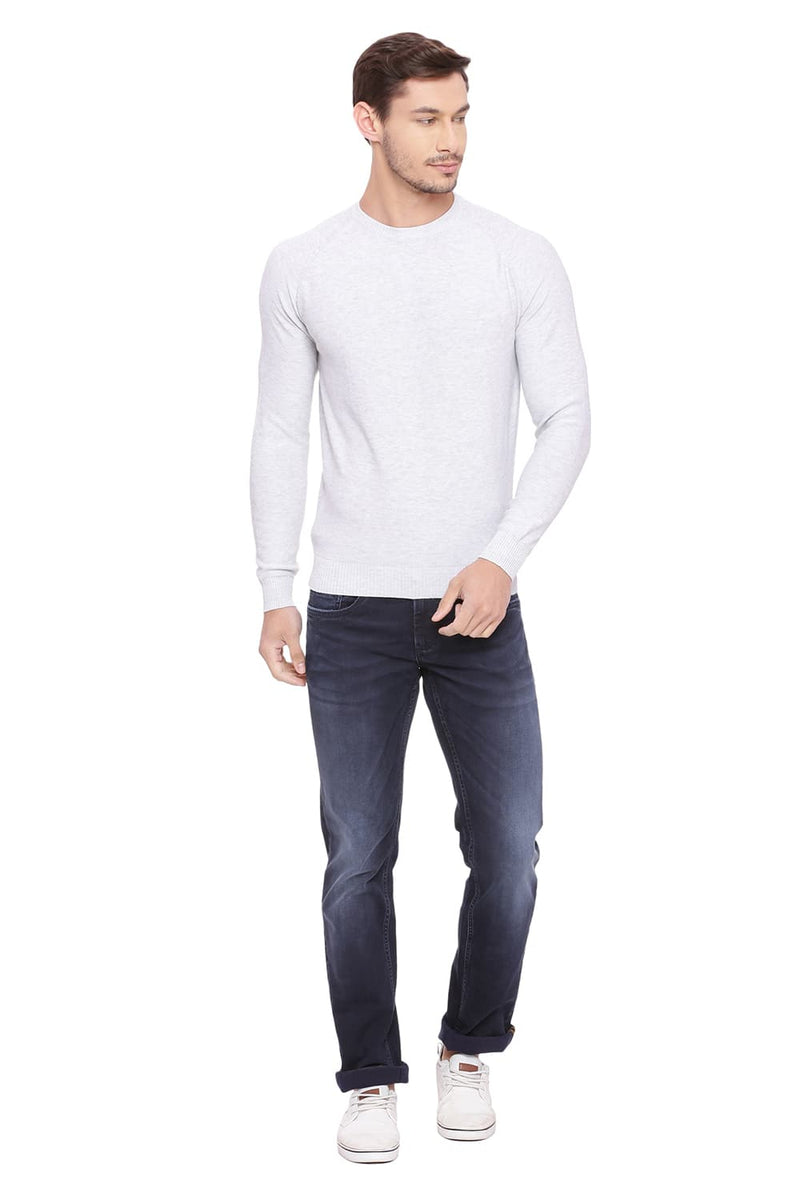 BASICS MUSCLE FIT CREW NECK SWEATER