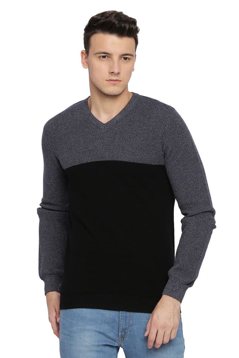 BASICS MUSCLE FIT V NECK SWEATER