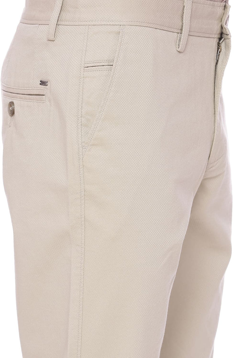 BASICS TAPERED FIT BEIGE STRETCH TROUSER