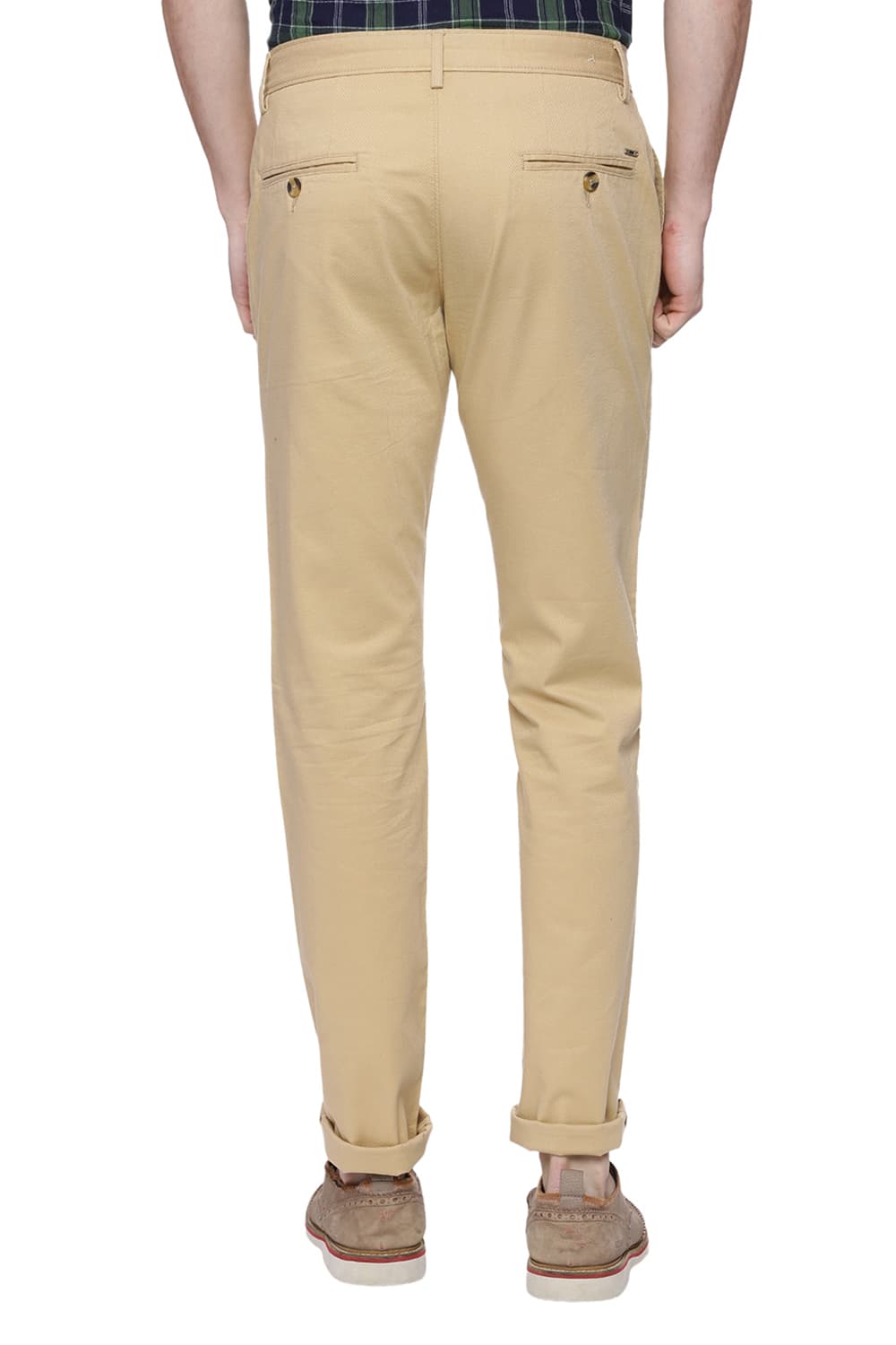 BASICS TAPERED FIT BEIGE STRETCH TROUSER